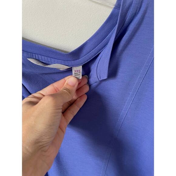 Athleta Oversized Quick Dry V-Neck Three Quarter Sleeve Workout Top Purple XXS - Picture 6 of 8